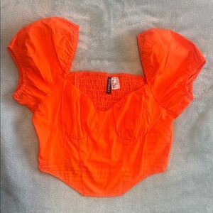 H&M Bold Orange Puff Sleeve Blouse